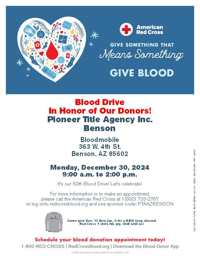 Blood Drive Announcement Dec 2024